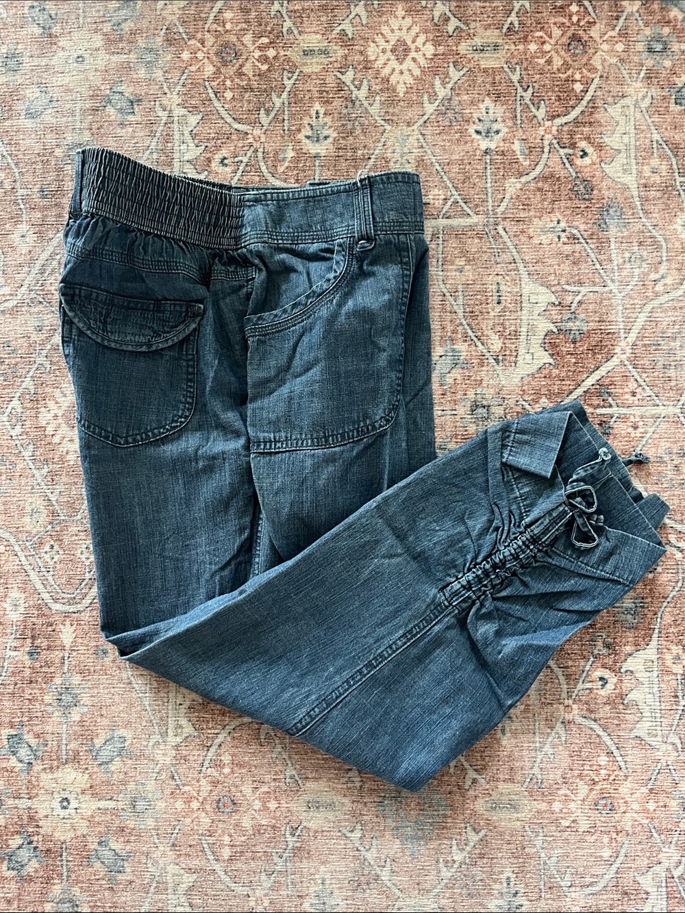 Chico's Indigo Cropped Relaxed Denim Joggers